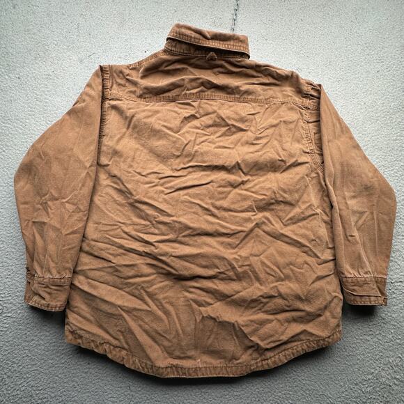 Lakin McKey Trading Co Key Flannel Lined Duck Canvas Shirt Shacket Brown Pocket - Picture 12 of 13